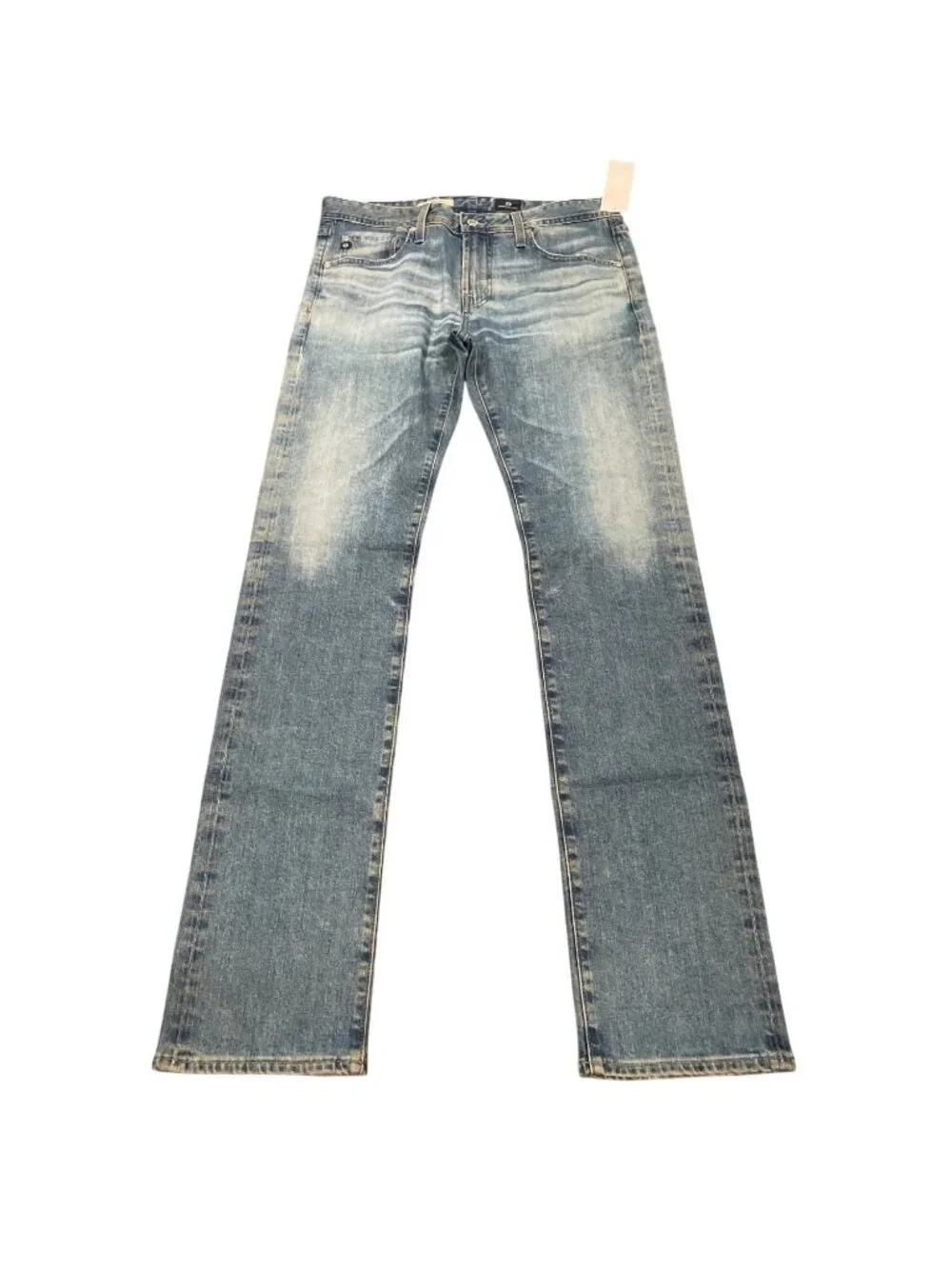 AG Matchbox Slim Straight Jean 32x34 Light Wash Dirty Distressed Grunge Sample